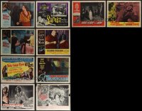 6d0428 LOT OF 10 HORROR/SCI-FI/FANTASY LOBBY CARDS 1940s-1960s great scenes from scary movies!