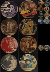 6d0420 LOT OF 18 HEAVILY TRIMMED COWBOY WESTERN & SERIAL LOBBY CARDS 1930s-1940s cool titles!