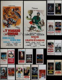 6d0674 LOT OF 21 FORMERLY FOLDED HORROR/SCI-FI/FANTASY ITALIAN LOCANDINAS 1950s-1980s cool images!