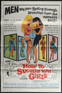6d0992 LOT OF 6 FORMERLY TRI-FOLDED SINGLE-SIDED HOW TO SUCCEED WITH GIRLS ONE-SHEETS 1965 sexy!