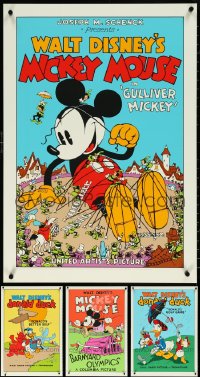 6d0756 LOT OF 4 UNFOLDED 1980S WALT DISNEY ART PRINTS 1980s Mickey Mouse & Donald Duck cartoons!