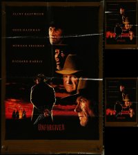 6d1038 LOT OF 3 FORMERLY FOLDED DOUBLE-SIDED 27X40 UNFORGIVEN ONE-SHEETS 1992 Clint Eastwood