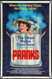 6d0306 LOT OF 12 FOLDED SINGLE-SIDED 27X41 PRANKS ONE-SHEETS 1982 the villain makes co-ed stew!