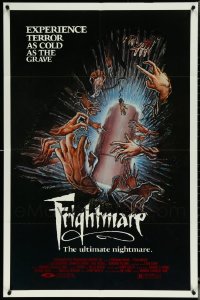 6d0364 LOT OF 4 FOLDED SINGLE-SIDED 27X41 FRIGHTMARE ONE-SHEETS 1983 cool art of coffin & hands!
