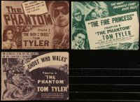 6d0435 LOT OF 3 PHANTOM SERIAL TITLE CARDS 1943 Tom Tyler as the masked superhero, rare!