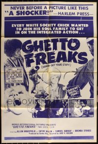 6d0352 LOT OF 6 FOLDED GHETTO FREAKS ONE-SHEETS 1972 white chicks want to join his soul family!