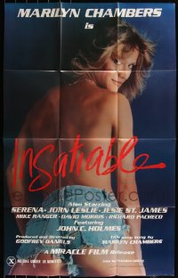 6d0371 LOT OF 3 FOLDED INSATIABLE 23X37 ONE-SHEETS 1980 c/u of sexy topless Marilyn Chambers!