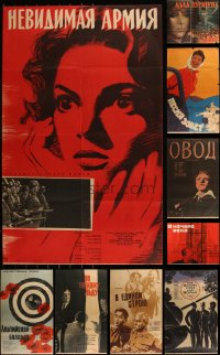 6d0764 LOT OF 15 FORMERLY FOLDED RUSSIAN POSTERS 1950s-1960s a variety of cool movie images!