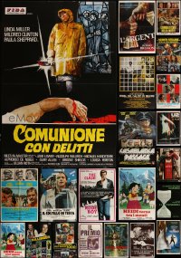 6d0819 LOT OF 26 FORMERLY FOLDED ITALIAN ONE-SHEETS 1970s-1980s a variety of cool movie images!