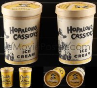 6d0019 LOT OF 2 HOPALONG CASSIDY'S FAVORITE ICE CREAM QUART CONTAINERS 1950s art of him on each!
