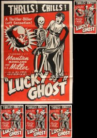 6d0358 LOT OF 5 FOLDED R48 LUCKY GHOST ONE-SHEETS R1948 Mantan Moreland, Toddy all-black comedy!
