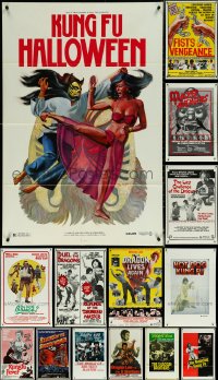 6d0287 LOT OF 17 FOLDED KUNG FU ONE-SHEETS 1970s-1980s great images from martial arts movies!