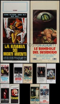 6d0697 LOT OF 11 FORMERLY FOLDED HORROR/SCI-FI/FANTASY ITALIAN LOCANDINAS 1960s-1990s cool images!