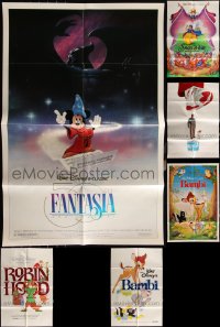 6d0328 LOT OF 8 FOLDED WALT DISNEY ONE-SHEETS 1980s great images from mostly animated movies!