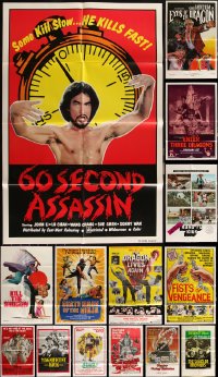 6d0295 LOT OF 15 FOLDED KUNG FU ONE-SHEETS 1970s-1980s great images from martial arts movies!