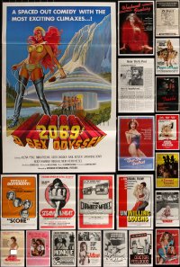 6d0046 LOT OF 64 TRI-FOLDED SEXPLOITATION ONE-SHEETS 1970s-1980s sexy images with some nudity!