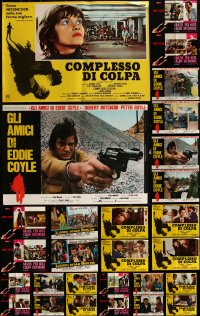 6d0609 LOT OF 30 FORMERLY FOLDED ITALIAN 19X27 PHOTOBUSTAS 1970s a variety of cool movie scenes!