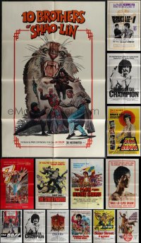 6d0286 LOT OF 17 FOLDED KUNG-FU ONE-SHEETS 1970s-1980s great images from martial arts movies!