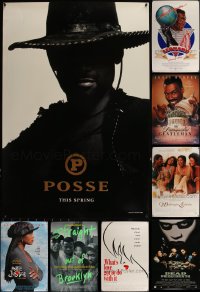 6d0891 LOT OF 14 UNFOLDED DOUBLE-SIDED & SINGLE-SIDED MOSTLY 27X40 PREDOMINANTLY BLACK CAST ONE-SHEETS 1980s-2000s