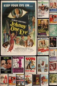 6d0224 LOT OF 48 FOLDED MOSTLY 1950S-60S ONE-SHEETS 1950s-1960s a variety of cool movie images!