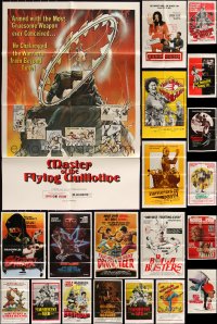 6d0274 LOT OF 21 FOLDED KUNG FU ONE-SHEETS 1970s-1980s great images from martial arts movies!