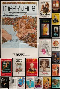 6d0239 LOT OF 38 FOLDED SEXPLOITATION ONE-SHEETS 1970s-1980s sexy images with partial nudity!