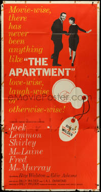 6f0348 APARTMENT 3sh 1960 Billy Wilder, Jack Lemmon, Shirley MacLaine, great key artwork!