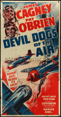 6f0352 DEVIL DOGS OF THE AIR 3sh R1941 art of James Cagney & O'Brien in WWII planes, ultra rare!
