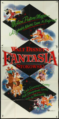 6f0354 FANTASIA 3sh R1956 great image of Mickey Mouse & others, Disney musical cartoon classic!