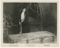 6f1494 DRACULA 8x10 still R1951 Tod Browning classic, Bela Lugosi standing over crate in castle!
