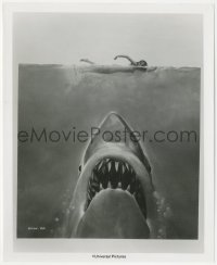 6f1517 JAWS 8.125x9.875 still 1975 Kastel art of shark attacking uncensored naked girl from posters!
