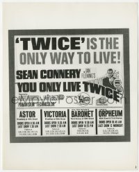 6f1442 YOU ONLY LIVE TWICE 8x10 still 1967 Sean Connery as James Bond, ad showing NYC showtimes!