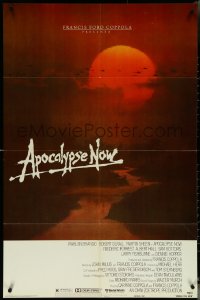 6f0759 APOCALYPSE NOW advance 1sh 1979 Francis Ford Coppola, Bob Peak art of helicopters over river!