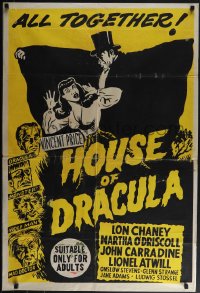 6f0385 HOUSE OF DRACULA Aust 1sh R1950s completely different art of all monsters, ultra rare!