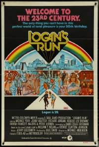 6f0391 LOGAN'S RUN Aust 1sh 1976 art of Michael York & Jenny Agutter running away by Charles Moll!