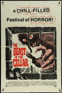 6f0769 BEAST IN THE CELLAR 1sh 1971 wacky monster art, a chill-filled festival of horror!