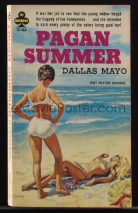 6f1398 PAGAN SUMMER paperback book 1965 Rader art, she made sure the widow forgot honeymoon tragedy!