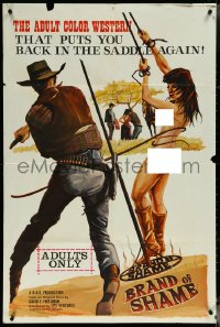 6f0791 BRAND OF SHAME 1sh 1968 Ekaleri art of bound woman being whipped by western cowboy!