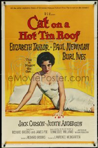 6f0805 CAT ON A HOT TIN ROOF 1sh 1958 classic artwork of Elizabeth Taylor as Maggie the Cat!