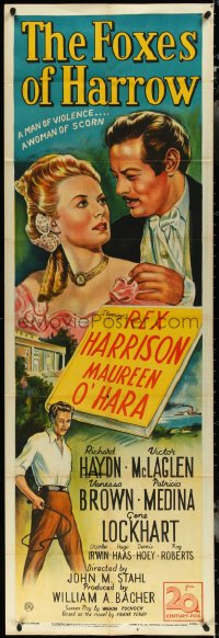 6f0284 FOXES OF HARROW English door panel 1947 art of Rex Harrison & Maureen O'Hara, ultra rare!