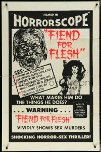 6f0896 FIEND FOR FLESH 1sh 1964 girls violated before your eyes, wild sex murders, ultra rare!