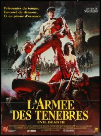 6f0029 ARMY OF DARKNESS French 1p 1993 Sam Raimi, Hussar art of Bruce Campbell with chainsaw hand!