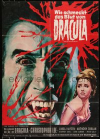 6f0328 TASTE THE BLOOD OF DRACULA German 1970 Hammer, art of vampire Christopher Lee by Rehak!