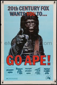 6f0941 GO APE 1sh 1974 5-bill Planet of the Apes, wonderful Uncle Sam parody art!