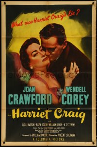 6f0960 HARRIET CRAIG 1sh 1950 romantic art of Joan Crawford & Wendell Corey, what was her lie!