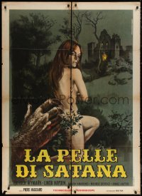 6f0116 BLOOD ON SATAN'S CLAW Italian 1p 1971 Piovano art of demon hand reaching for sexy naked girl!