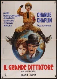 6f0235 GREAT DICTATOR Italian 1p R1970s Charlie Chaplin as Hynkel, different!