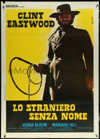 6f0140 HIGH PLAINS DRIFTER Italian 1p 1973 Enzo Nistri art of Clint Eastwood holding whip!