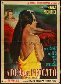 6f0240 LA REINA DEL CHANTECLER Italian 1p 1964 great Casaro art of sexy Sara Montiel, ultra rare!