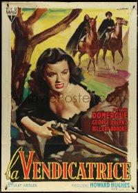 6f0255 VENDETTA Italian 1p 1950 Hughes, sexy bad girl Faith Domergue w/ gun by Olivetti, ultra rare!